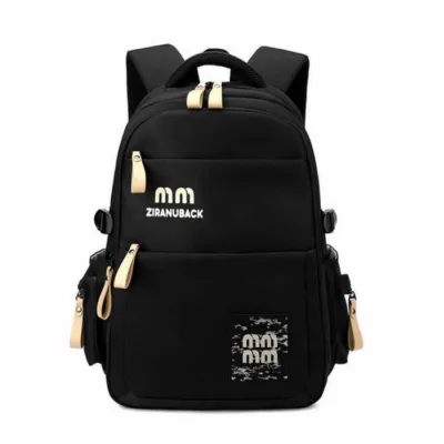 Black Cute Large-Capacity School & College Backpack | Simple Casual Student Bag