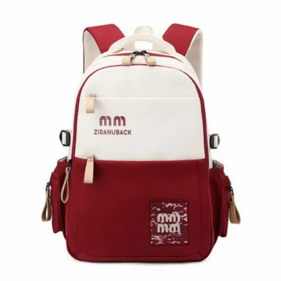 Red Cute Large-Capacity School & College Backpack | Simple Casual Student Bag